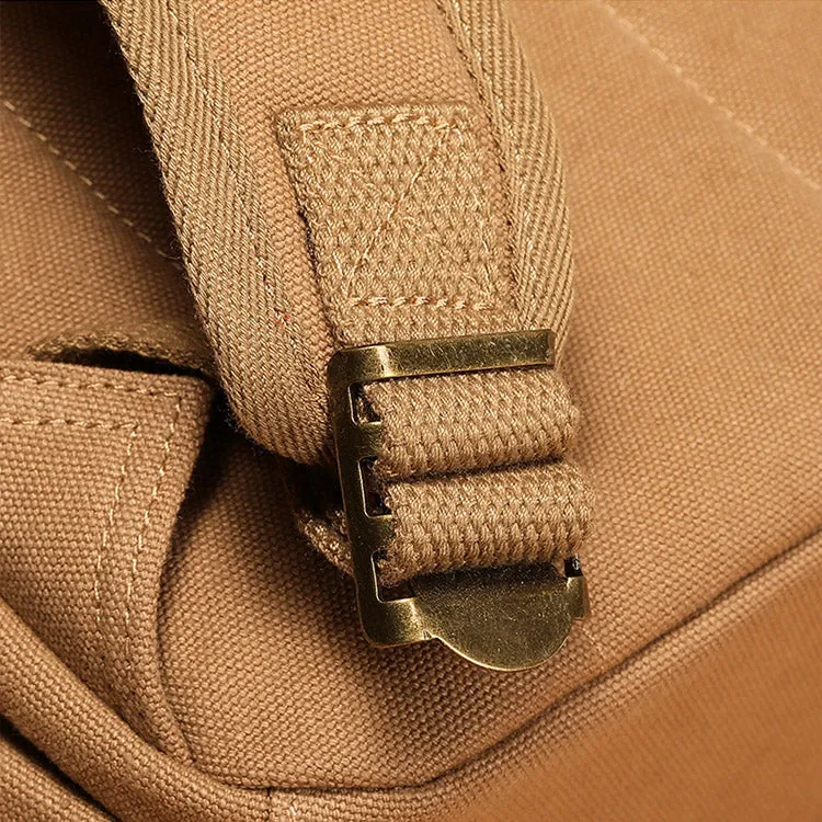 Vintage Women's Canvas And Leather Backpack Purse Rucksack With Pockets For Women