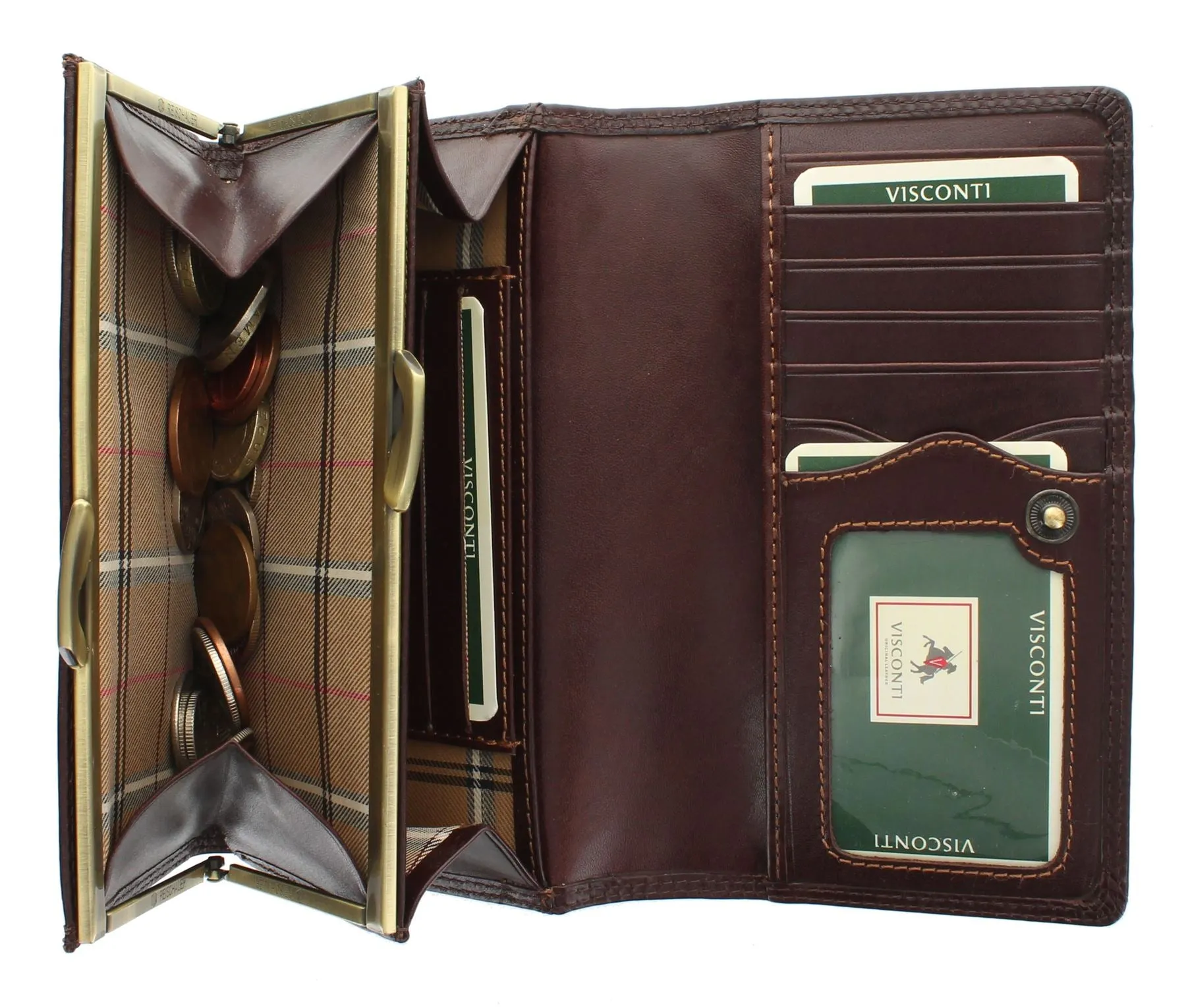 Visconti Monza Collection MARIA Vegetable Tanned Ladies Leather Clip Purse MZ12 RFID blocking