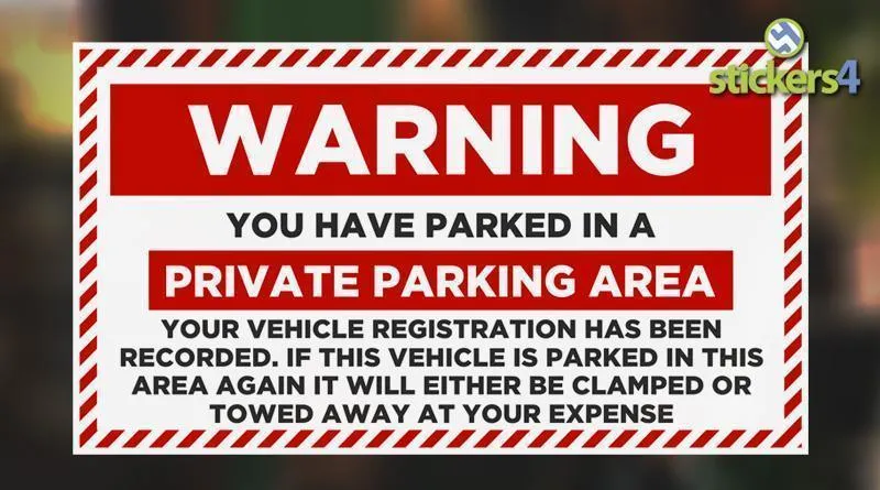 Warning Sticker - Private Parking Area