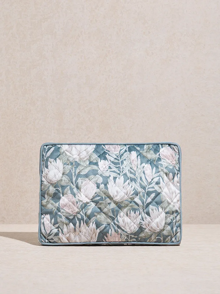 Westside Home Teal Floral Patterned Laptop Bag
