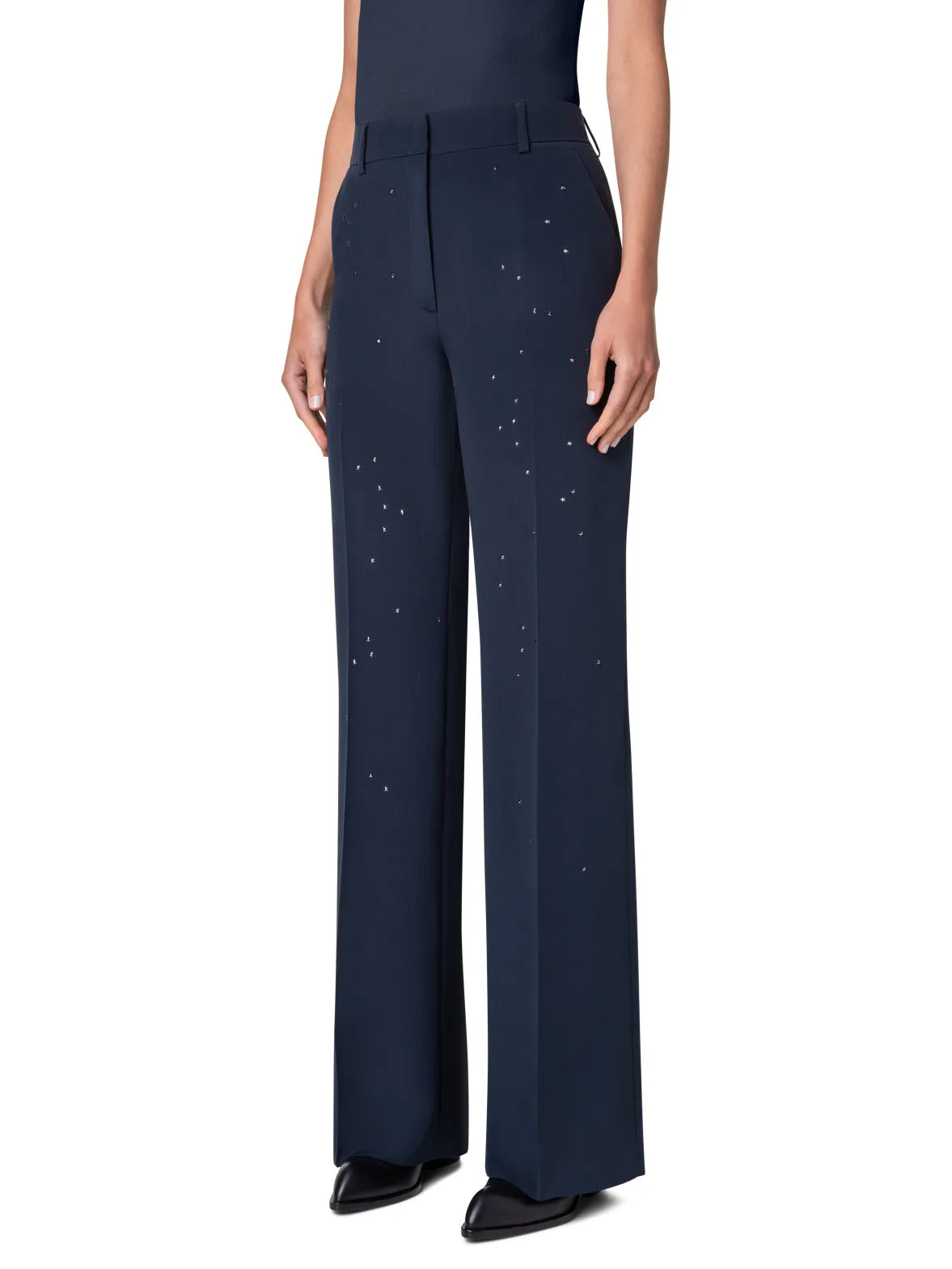 Wide Straight Leg Pants with Swarovski Stars
